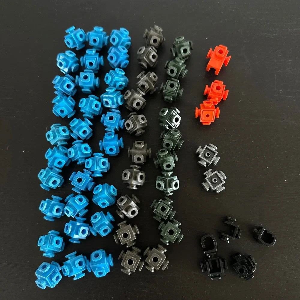 Vtg 59pc Construx Blue Gray 6-Peg Nut Connector Lot Fisher Price Building Parts